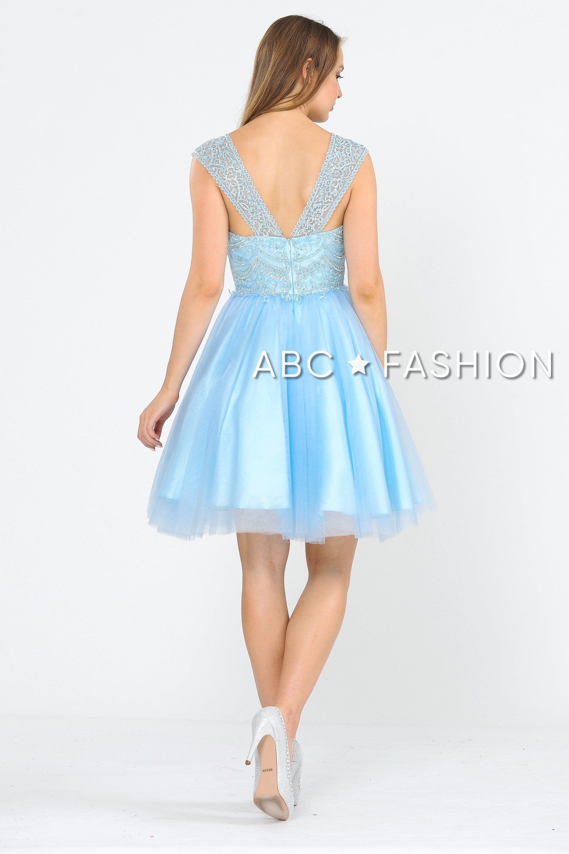 Short Tulle Dress with Embellished Bodice by Poly USA 8284 - product image 5