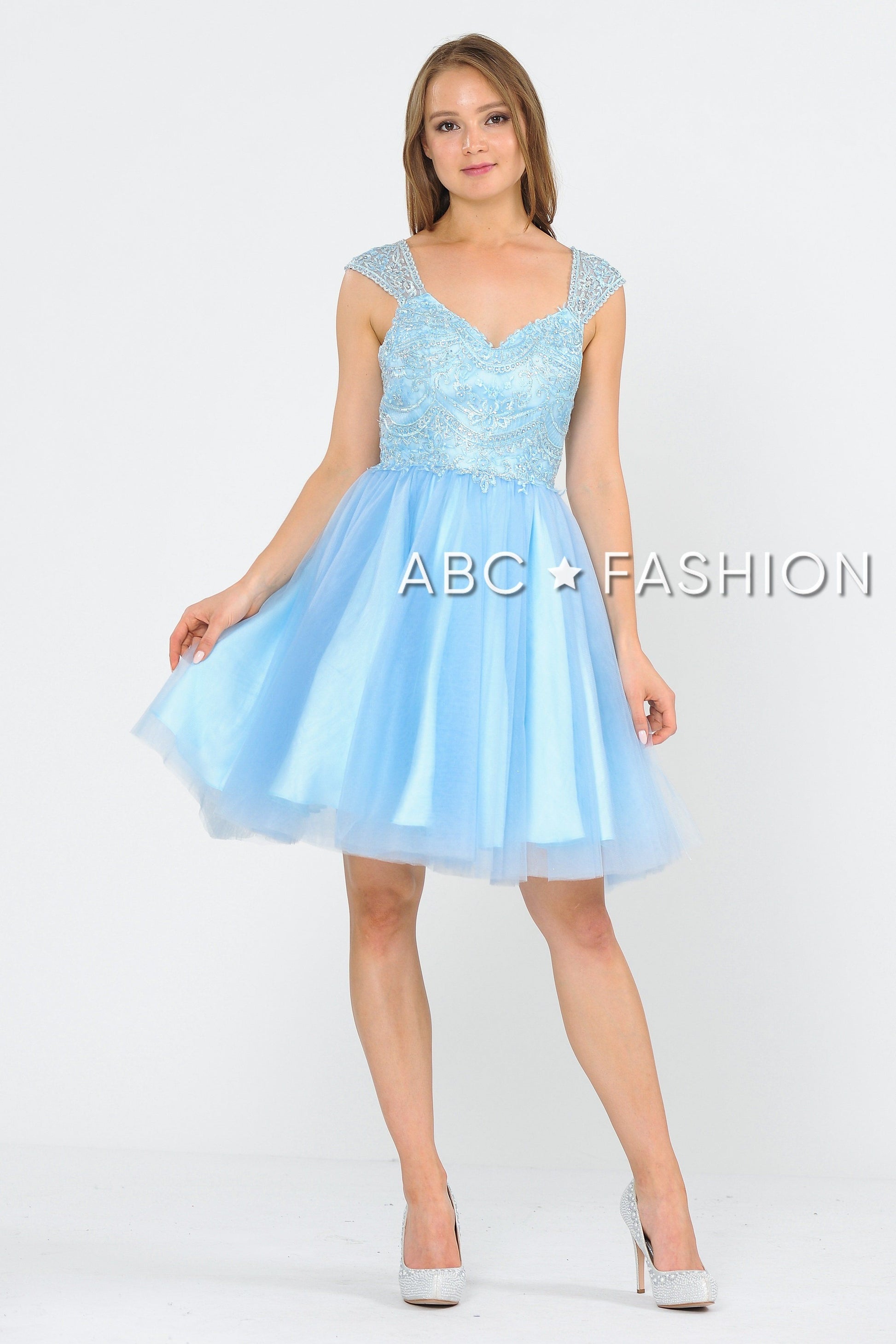 Short Tulle Dress with Embellished Bodice by Poly USA 8284 - product image 4