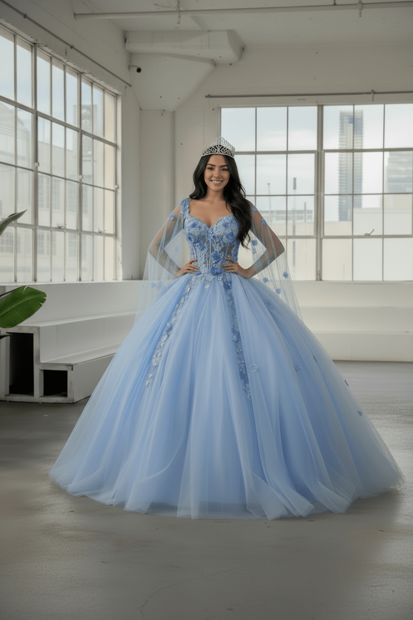 Sleeveless Cape Sleeve Ball Gown by Calla SCL-30006 - product image 5