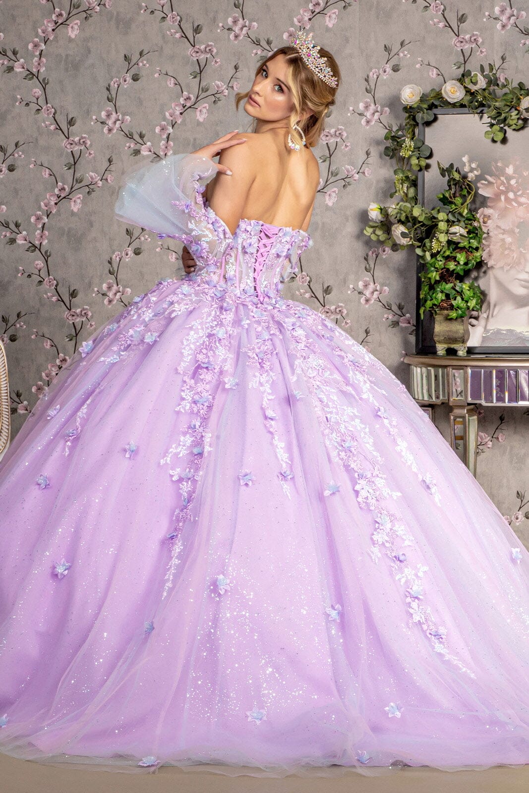 Strapless Bell Sleeve Corset Ball Gown by GLS Gloria GL3470 - product image 2