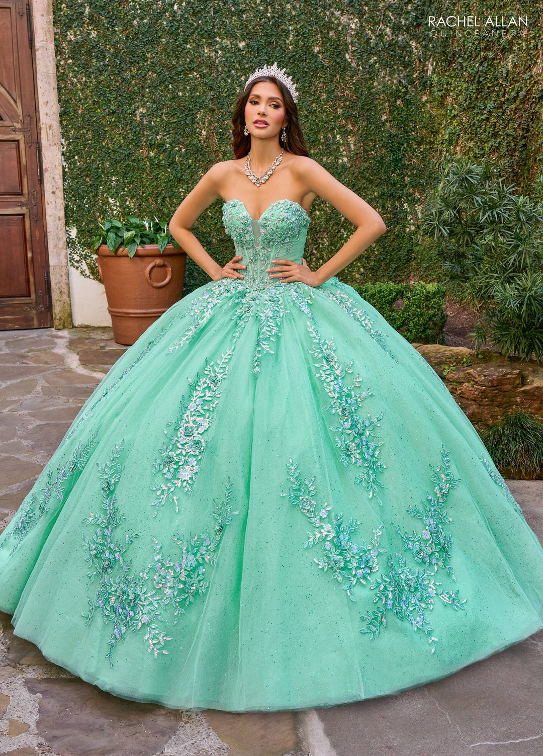 Strapless Quinceanera Dress by Rachel Allan RQ1148 - Mint Multi