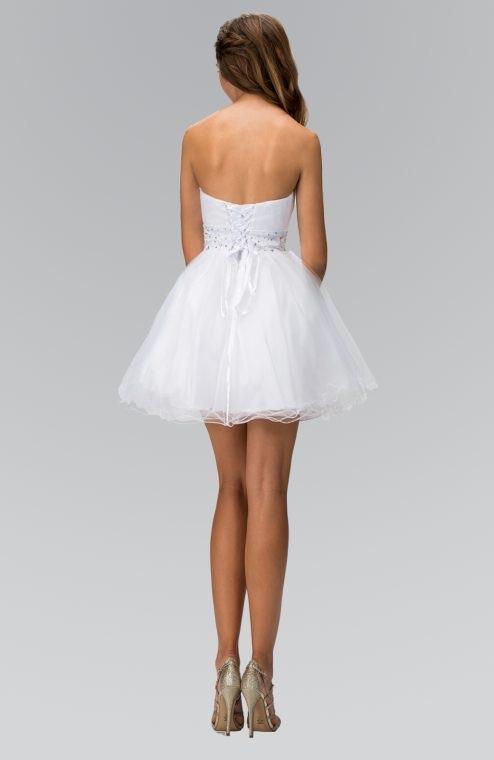 Strapless Short Dress with Jeweled Waistband by Elizabeth K GS1053 - product image 2