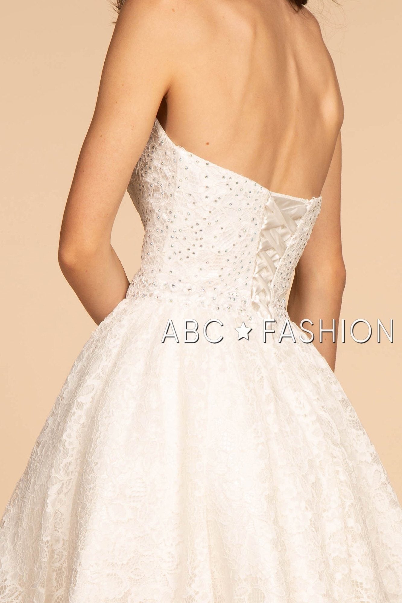 Strapless Sweetheart Short Lace Dress by Elizabeth K GS1611 - product image 4