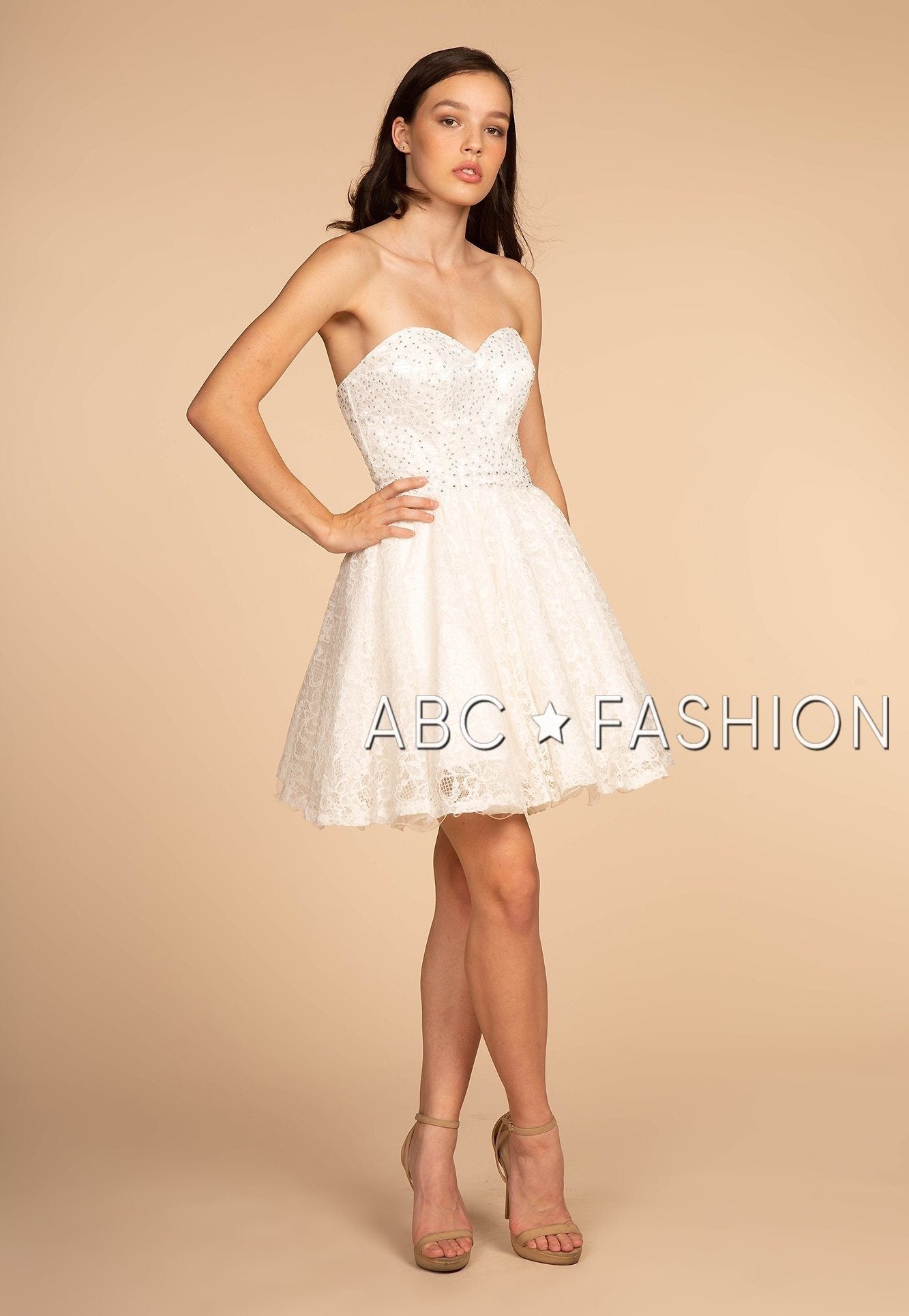 Strapless Sweetheart Short Lace Dress by Elizabeth K GS1611 - product image 1