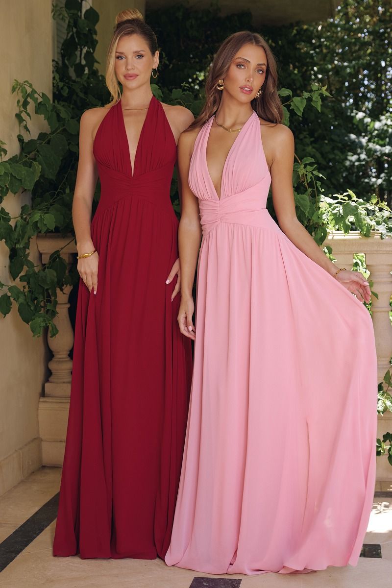 Chiffon Halter V-Neck A-line Gown by Amoris T715 - image 1