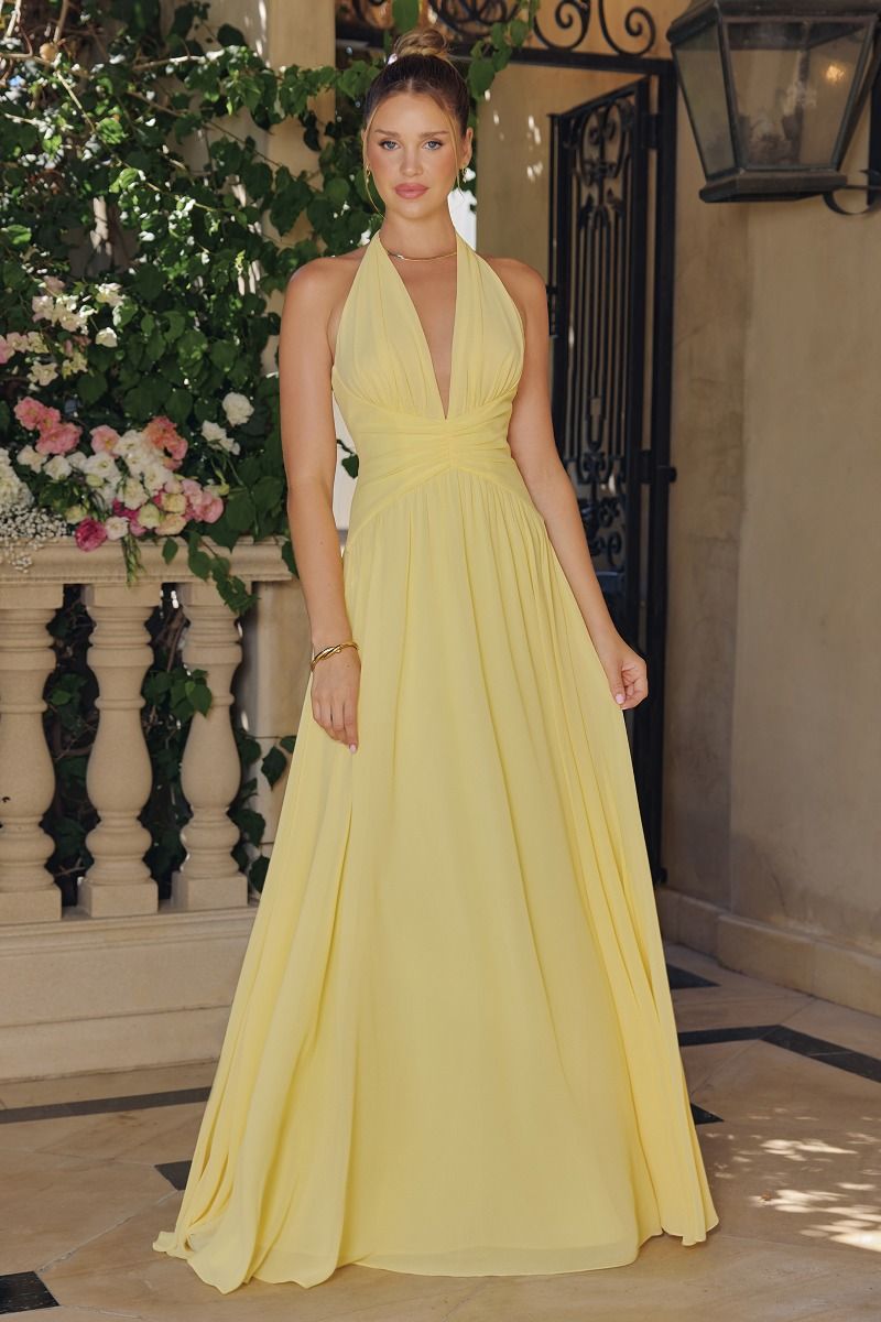 Chiffon Halter V-Neck A-line Gown by Amoris T715 - image 9