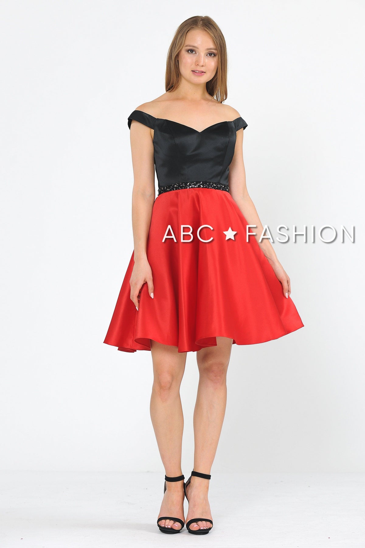 Two-Tone Short Off the Shoulder Dress by Poly USA 8532 - product image 4