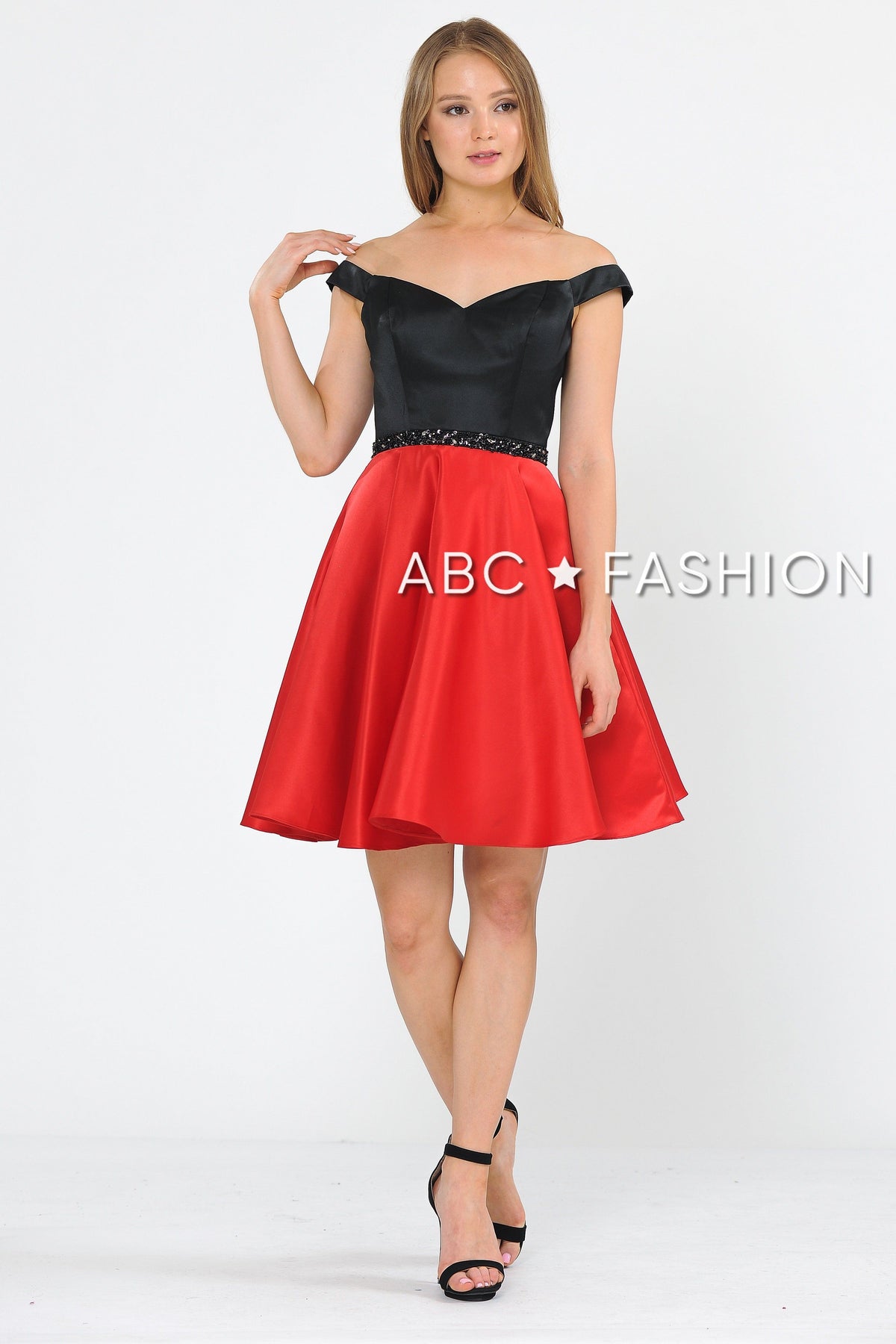 Two-Tone Short Off the Shoulder Dress by Poly USA 8532 - product image 1
