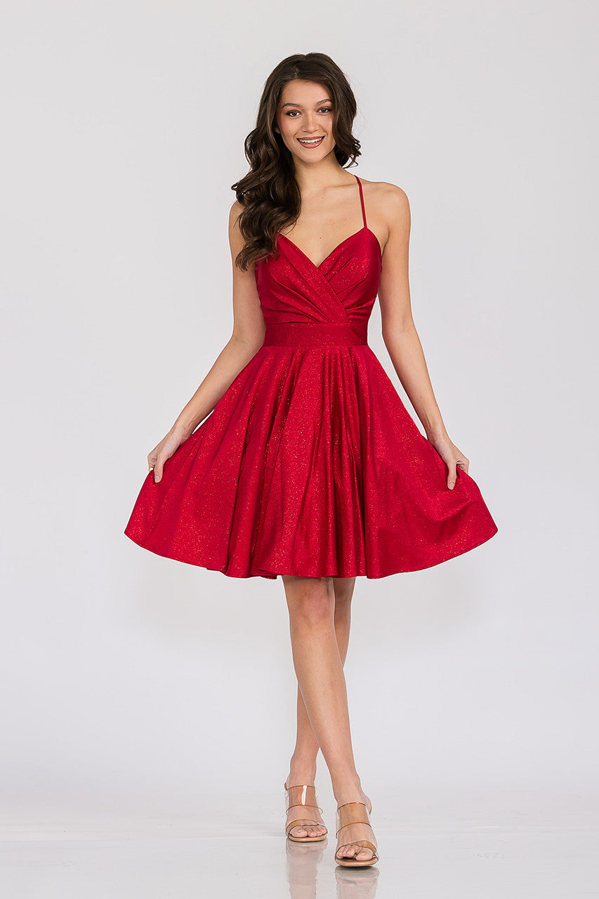 Metallic Short V-Neck A-line Dress by Lenovia 3075 - product image 7