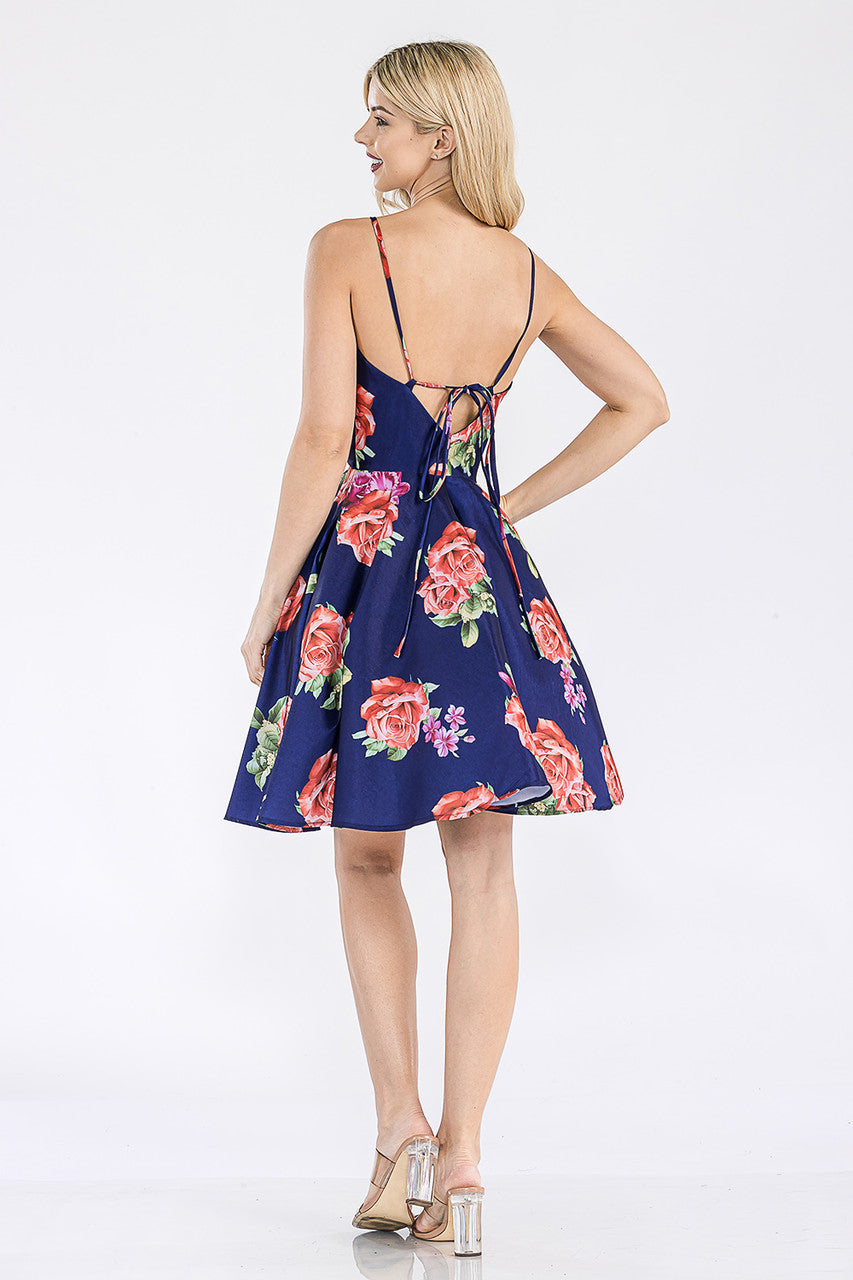 Print Short V-Neck A-line Dress by Lenovia 5307 - product image 2
