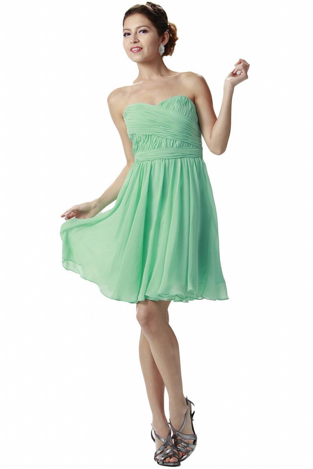 White Ruched Short Strapless Sweetheart Dress by Poly USA - product image 9