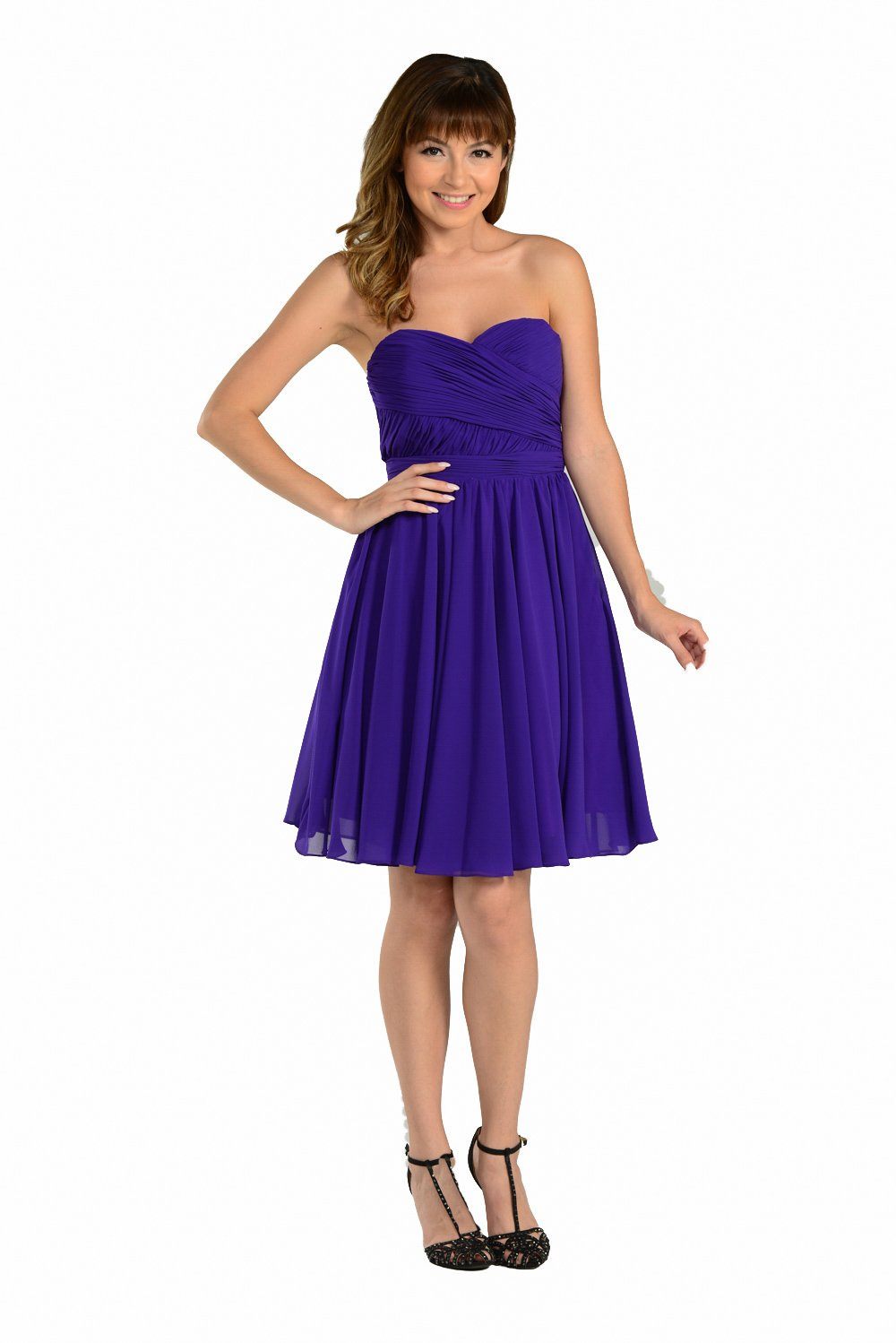 White Ruched Short Strapless Sweetheart Dress by Poly USA - product image 3