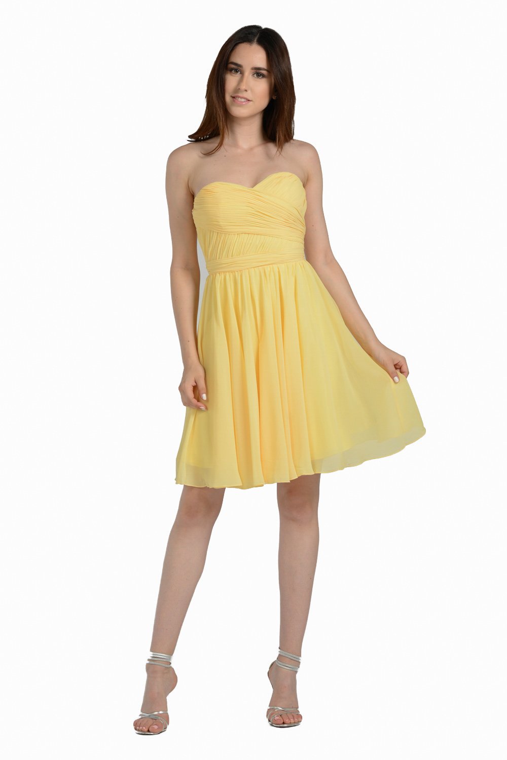 White Ruched Short Strapless Sweetheart Dress by Poly USA - product image 5