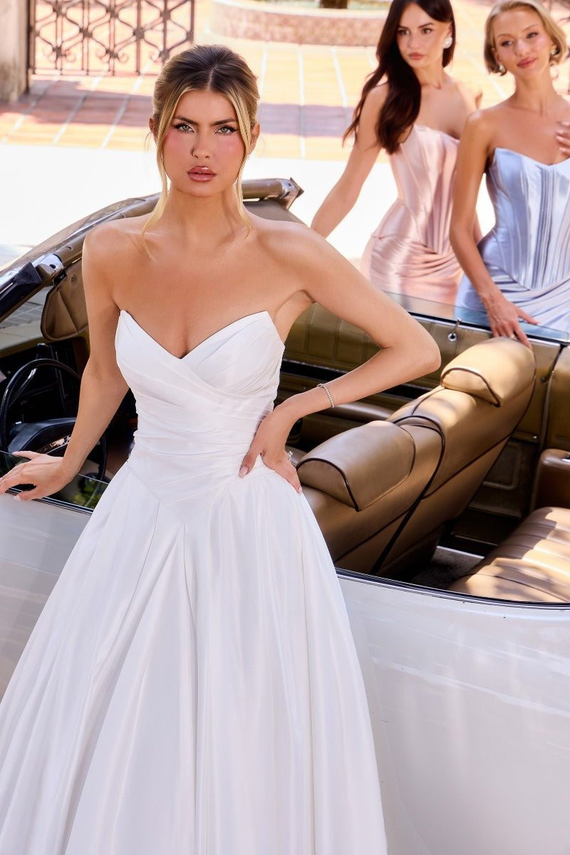Strapless Satin A-Line Wedding Dress by Ladivine WN015