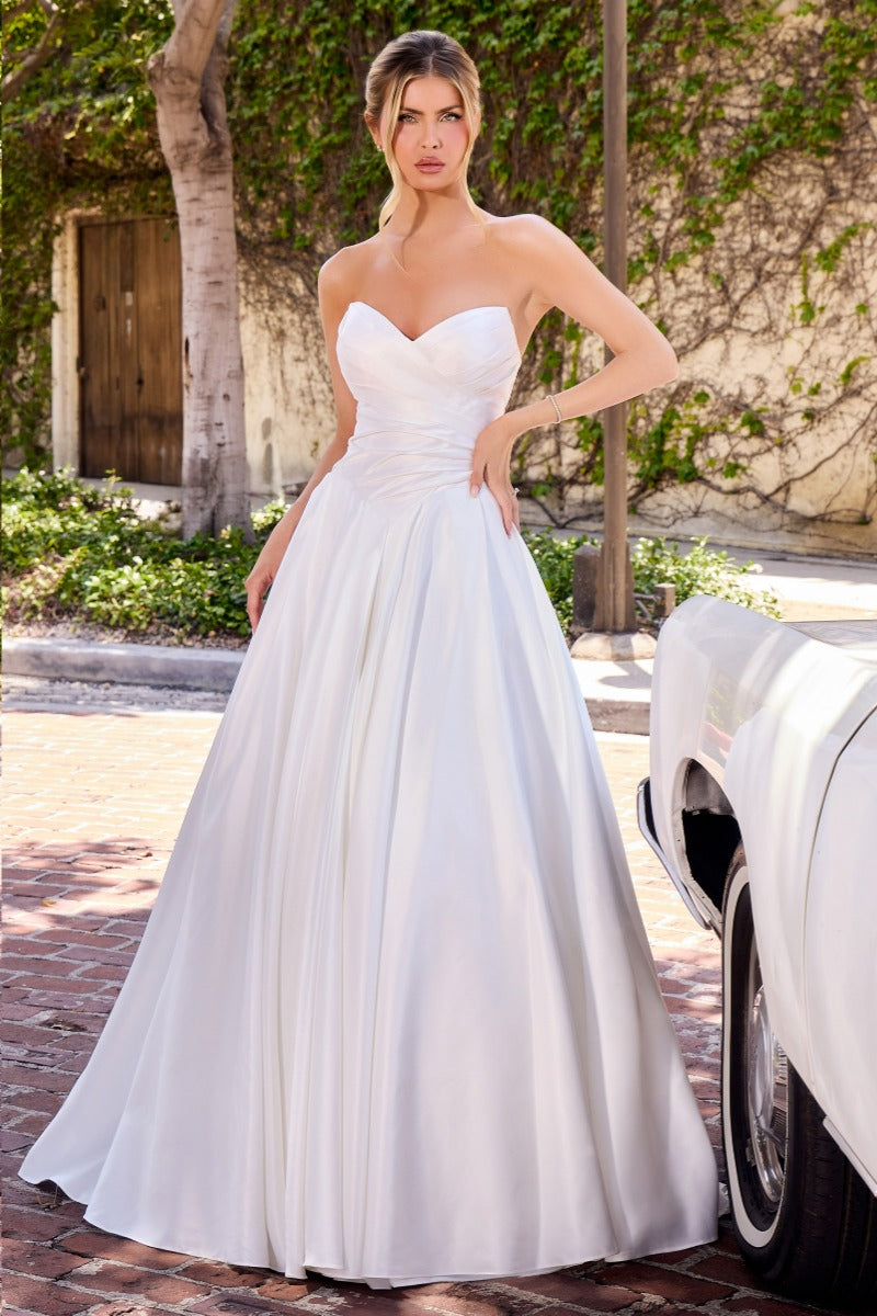 Strapless Satin A-Line Wedding Dress by Ladivine WN015